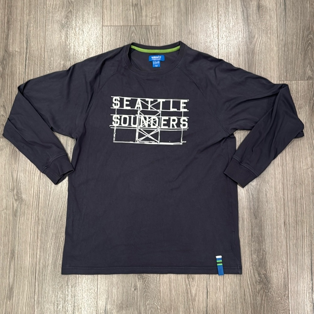 Adidas Seattle Sounders Grey Long Sleeve With White Logo Size Large